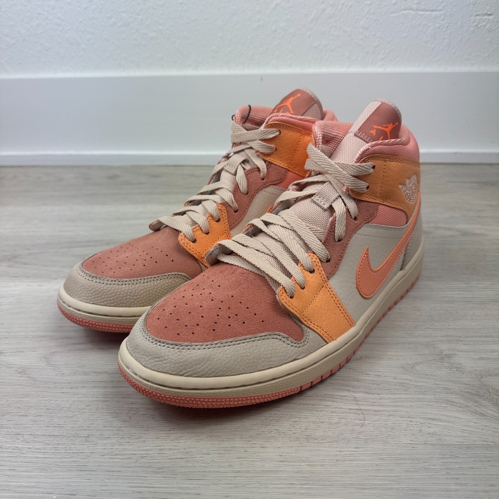 Nike Air Jordan 1 Mid Sneaker Womens 12 Mens 10.5 Apricot Orange DH4270 800